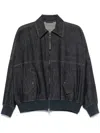 Brunello Cucinelli Denim-effect Twill Bomber Jacket With Shiny Zip