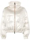 Brunello Cucinelli Reversible Down Jacket With High Collar In Metallic
