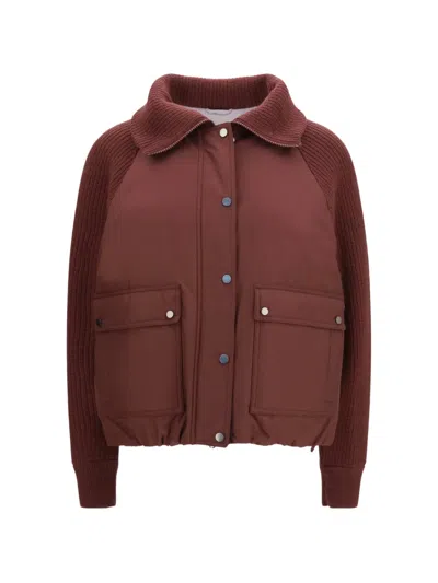 Brunello Cucinelli Bordeaux Polyester Full-length Jacket In Burgundy