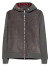 Brunello Cucinelli Grey Suede And Knit Hooded Jacket