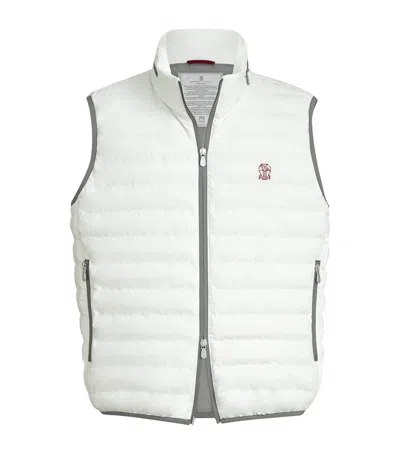 Brunello Cucinelli Padded Logo Gilet In White