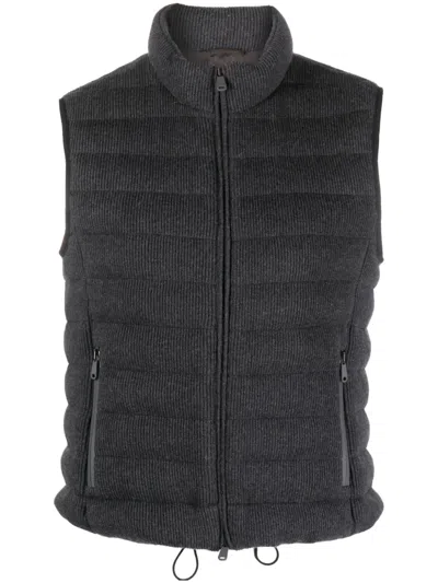 Brunello Cucinelli Padded Ribbed Gilet In Grey