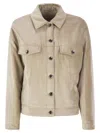 Brunello Cucinelli Collared Neck Jacket Buttoned Cuffs In Light Beige