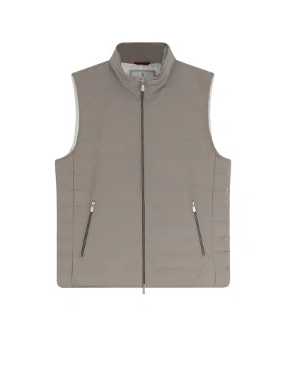 Brunello Cucinelli Padded Sleeveless Jacket In Gray