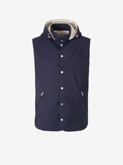 Brunello Cucinelli Padded Technical Vest In Navy Blue