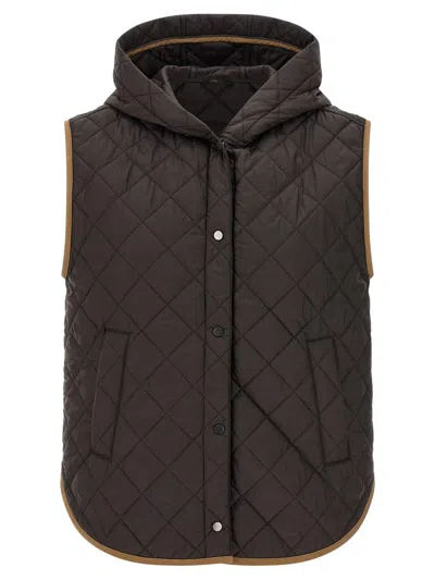 Brunello Cucinelli Padded Vest Gilet Gray In Brown
