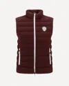Brunello Cucinelli Bordeaux Sleeveless Down Jacket With Logo Patch On The Front In Burgundy