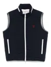 Brunello Cucinelli Gilet In Navy Blue With Front Two-way Zip Fastening In Dark Blue
