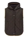 Brunello Cucinelli Lightweight Nylon Quilted Sleeveless Jacket Jackets And Coats Black In Brown