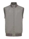 Brunello Cucinelli Beige Solid Mock Collar Jacket In Gray