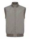 Brunello Cucinelli Beige Solid Mock Collar Jacket In Gray