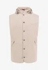 Brunello Cucinelli Sleeveless Jacket With Removable Hood In White