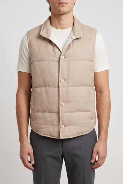 Brunello Cucinelli Padded Wool Blend Vest In Neutral