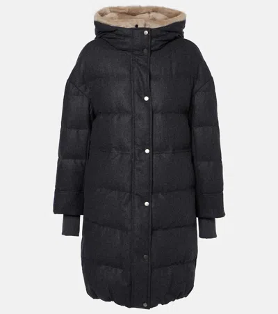 Brunello Cucinelli Padded Wool Jacket In Lignite