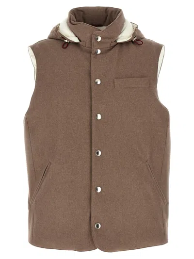 Brunello Cucinelli Padded Wool Vest In Brown