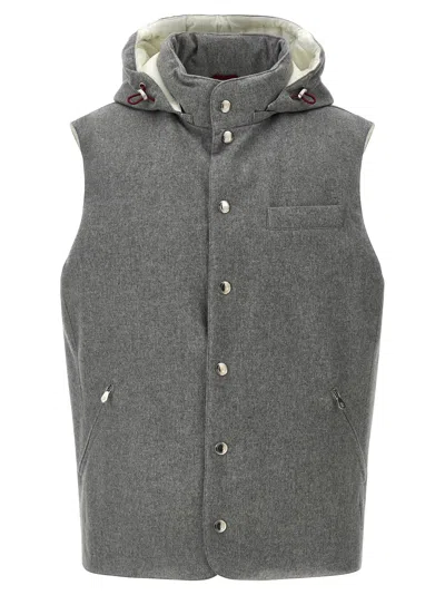 Brunello Cucinelli Padded Wool Vest Gilet Gray