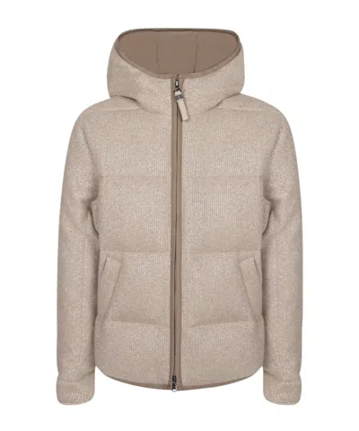 Brunello Cucinelli Padded Zip-up Coat In Brown
