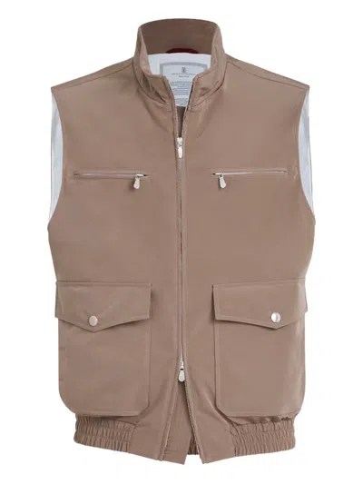 Brunello Cucinelli Padded Zip Vest In Neutral