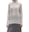 Brunello Cucinelli Grey High Neck Sweater With Dazzling Argyle Motif In Grey