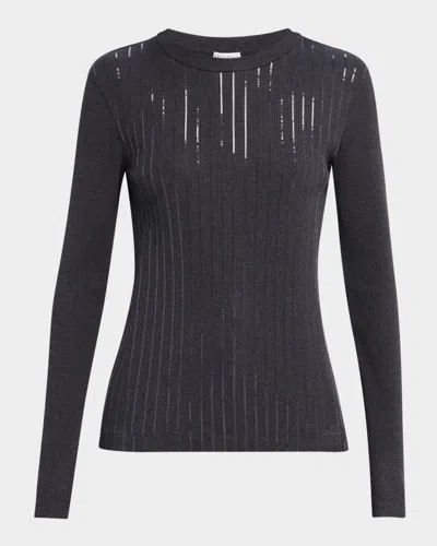 Brunello Cucinelli Pailette Embroidered Ribbed T-shirt