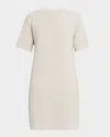 Brunello Cucinelli Pailette Knit Short-sleeve Mini Shift Dress In White