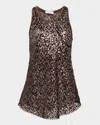 Brunello Cucinelli Pailette Net Knit Racerback Tank Top In Clg49 Chocolate