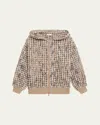 Brunello Cucinelli Pailette Wool-cashmere Net Balloon-sleeve Zip Hoodie In Multi