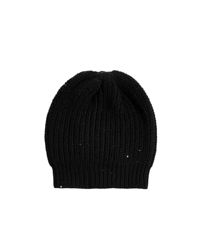Brunello Cucinelli Paillete-embellished Ribbed-knit Beanie In Black