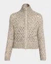 Brunello Cucinelli Paillette Cashmere Mohair Zip Cardigan In Multi