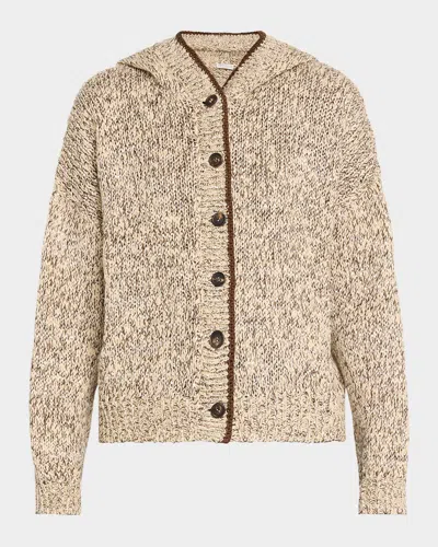 Brunello Cucinelli Paillette Chine Knit Hooded Cardigan In Cig51 Beige