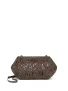 Brunello Cucinelli Cotton-linen Embellished Cross-body Bag In Brown