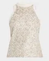 Brunello Cucinelli Paillette Embroidered Jersey Tank Top In C9443 Warm White