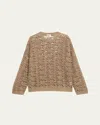 Brunello Cucinelli Paillette Lace Knit Crewneck Sweater In Chocolate
