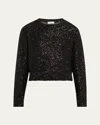 Brunello Cucinelli Paillette Linen-cashmere Crewneck Sweater In Black