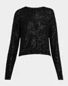 Brunello Cucinelli Paillette Linen-cashmere Crewneck Sweater In Black