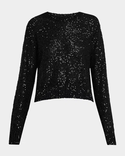 BRUNELLO CUCINELLI PAILLETTE LINEN-CASHMERE CREWNECK SWEATER