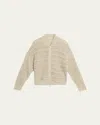Brunello Cucinelli Paillette Linen Open-knit Zip Cardigan