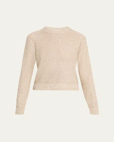 Brunello Cucinelli Paillette Linen-cashmere Crewneck Sweater In Pink