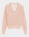 Brunello Cucinelli Paillette Open Knit Sweater In Pink