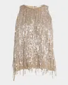 Brunello Cucinelli Paillette Waterfall Silk Tank Top In C9447 Nutshell