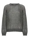 Brunello Cucinelli Paillettes Round-neck Sweater In Gray