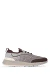 Brunello Cucinelli Men Techno Cotton Knit Sneakers Runners In Gray