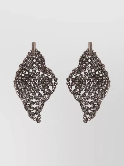 BRUNELLO CUCINELLI PAIR OF TEXTURED DANGLING SILVER EARRINGS