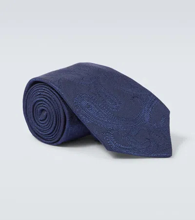 Brunello Cucinelli Paisley Jacquard Silk Tie In Blue