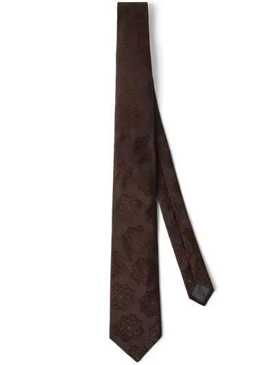 Brunello Cucinelli Paisley-jacquard Silk Tie In Brown