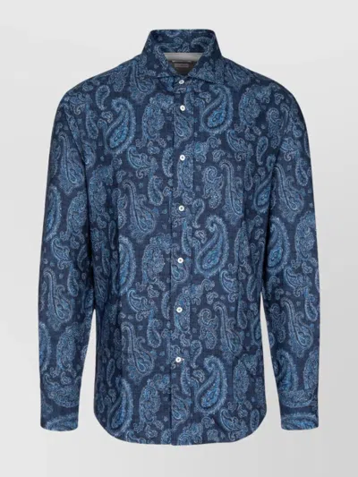 Brunello Cucinelli Paisley Pattern Cuffs Shirt In Blue