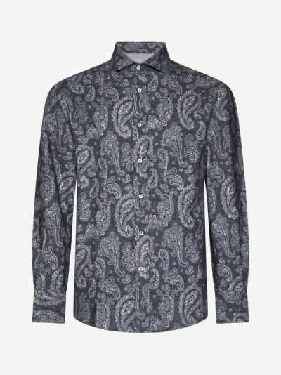 Brunello Cucinelli Paisley-print Cotton Shirt In Charcoal