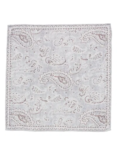Brunello Cucinelli Paisley-print Pocket Scarf In Grey