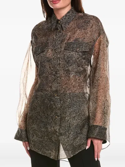 Brunello Cucinelli Paisley-print Sequin-embellished Shirt In Black