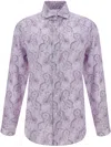 Brunello Cucinelli Linen Shirt Paisley Pattern In Purple